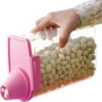 Pet Food Storage Container with Graduated Cup and Seal Buckles Food Dispenser for Dogs Cats (Pink) - Image 4