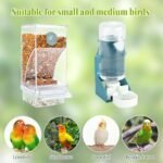 Rypet No Mess Bird Water Feeder Dispenser Set Automatic Bird Feeder Transparent Food Container Cage Acrylic Parrot Feeder Accessories for Small Birds Parrot Cockatoo Canary - Image 6