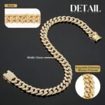 Tallew Dog Chain Diamond Collar Walking Metal Chain Collar with Secure Buckle, Pet Cuban Style Collar Jewelry Accessories for Small Medium Large Dog Cats - Image 5