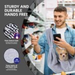 Dog Carrier Sling - Reversible Puppy Carrier Purse with Storage Pocket, Hand-Free Dog Sling Carrier for Carry Small Dogs and Cats, Travel Safety Harness, Dog and Cat Harness(Gray) - Image 8