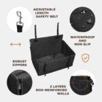 Wuglo Extra Stable Dog Car Seat - Reinforced Car Dog Seat for Medium-Sized Dogs with 4 Fastening Straps - Robust and Waterproof Pet Car Seat for The Back Seat of The Car (L Size, Black) - Image 6