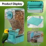 Bird Feeder No Mess 2PCS Automatic Clear Bird Seed Food Container Acrylic Parrot Feeder Dispenser Cage Accessories for Parakeet Budgies Cockatoo Canary Love Bird (Blue) - Image 3