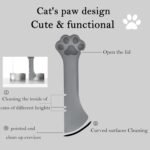 Pet Food Can Spoon & 3 Pcs Can Covers | Cute Paw Shape Opener Spatula Cat Wet Food Spoon | Universal BPA Free Silicone Can Lids & Spoon for Dog Cat Cans(Grey) - Image 3