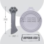 Pet Food Can Spoon & 3 Pcs Can Covers | Cute Paw Shape Opener Spatula Cat Wet Food Spoon | Universal BPA Free Silicone Can Lids & Spoon for Dog Cat Cans(Grey) - Image 7