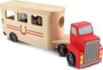 Melissa & Doug Horse Carrier Wooden Vehicle Play Set With 2 Flocked Horses and Pull-Down Ramp - Horse Figures, Wooden Horse Trailer Toy For Kids Ages 3+ - Image 9