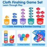 Montessori Toys for 1 Year Old: Cloth Fishing Game Baby Toys 6-12 12-18 Months with Stacking Cups - Sorting Learning Toddler Toys Age 1-2 - Babies First Birthday Gifts for 1 2 3 Year Boy Girl - Image 3