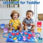 Montessori Toys for 1 Year Old: Cloth Fishing Game Baby Toys 6-12 12-18 Months with Stacking Cups - Sorting Learning Toddler Toys Age 1-2 - Babies First Birthday Gifts for 1 2 3 Year Boy Girl - Image 6