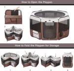 DONORO Dog Playpen 29" Portable Pet Play Pens for Small Dog/Cat/Rabbit/Chicks, Playpen Indoor/Outdoor with Carring Case, Removable Zipper Top and Bottom (Brown, Small (29"x29"x15"), 8) - Image 4
