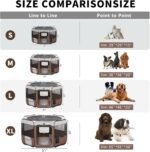 DONORO Dog Playpen 29" Portable Pet Play Pens for Small Dog/Cat/Rabbit/Chicks, Playpen Indoor/Outdoor with Carring Case, Removable Zipper Top and Bottom (Brown, Small (29"x29"x15"), 8) - Image 7