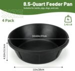 4Pcs Rubber Feed Pan, 8 Quart Horse Feed Bucket Heavy Duty Feed Bucket, 14.56 x 4.53 Inches Dog Bowl Rubber Livestock Water Bowl for Dogs Cat Pig Goat Chicken Farm Small Animal - Image 3