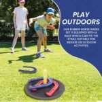 YONAR Sports Outdoor Indoor Rubber Horseshoes Set | Includes 4 Horseshoes, 2 Pegs, 2 Rubber Mats, 2 Red Plastic dowels, 1 Mesh Bag | Perfect for Beach, Parks, Picnics, Backyard, Fun for Kids Adults - Image 8