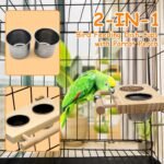 Tfwadmx Bird Food Stainless Steel Cups Wooden Perch Stand Hanging Feeder Bowls Feeding and Watering Supplies for Parakeets Conures Cockatiels Budgie Parrot - Image 3