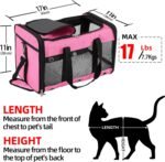 Soft Sided Cat/Dog Carrier,Collapsible Pets Travel Carriers for Pet/Puppy with Shoulder Strap & Removable Mat,Mesh Top Load Small Dogs/Cats Carry Bag Up to 17 Lbs TSA Airline Approved（Pink,M） - Image 3