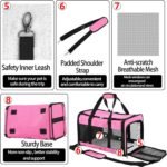 Soft Sided Cat/Dog Carrier,Collapsible Pets Travel Carriers for Pet/Puppy with Shoulder Strap & Removable Mat,Mesh Top Load Small Dogs/Cats Carry Bag Up to 17 Lbs TSA Airline Approved（Pink,M） - Image 6