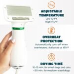 2-in-1 Dog Hair Dryer with Slicker Brush for Small-Sized Dogs and Cats | Pet Hair Dryer | Dog Blow Dryer | 300 Watts, 75-85 dB, Adjustable Temperature, Overheat Protection - Image 4