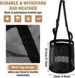 2 Pcs Horse Feed Bag Comfort Breathable Mesh Feed Bucket Heavy Duty Feed Bag with Adjustable Strap and Waterproof Bottom for Horse Feeding Supplies Muzzle Feed Bag, Medium (Black) - Image 3
