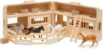 Melissa & Doug Fold and Go Wooden Horse Stable Dollhouse With Handle and Toy Horses (11 pcs) - Portable Horse Barn Play Set, Toy Horse Figures For Kids 3+ - Image 5