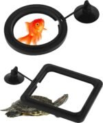 2 PCS Fish Feeding Rings,Black Fish Feeder Round and Square Aquarium Floating Food Feeder Circle with Suction Cup Prevent Water Turbulence from Washing Food into Filter for Guppy, Goldfish and Other - Image 2