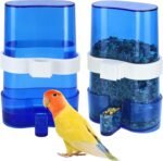 2 Pcs Automatic Bird Water Dispenser, Parrot Bird Water Feeder, Bottles Bird Drinker Seed Food Container, Parakeet Cage Accessories for Parakeet Budgies Cockatiel Small Birds Canary Finch (Blue) - Image 2