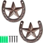 2PCS Cast Iron Horseshoe with Star Wall Decor, Medium Horseshoe Durable Cast Iron for Indoor Or Outdoor - Image 2