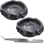 2PCS Reptile Water Bowls Reptile Feeder Food Dish with Tongs for Tortoise Lizard Bearded Dragon Frog Leopard Gecko Snake Chameleon - Image 2