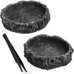 2PCS Reptile Water Dish Food Bowl Set Reptile Feeder Food and Water Dish with Feeding Tweezers Tong for Leopard Gecko Lizard Frog Snake Chameleon Tortoise(Style 1) - Image 2