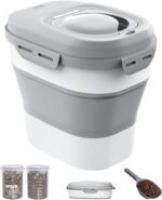 30-35 Lbs Dog Food Storage Container Collapsible Dog Food Container with Airtight Lids, Wheels, Scoop and 2pcs Food Storage Containers, Large Pet food storage for Dog, Cat - Image 2