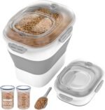 32-35 Lbs Dog Food Storage Container,Transparent Dog Food Container with Airtight Lid, Wheels, Date Track,Collapsible Pet food storage Container,Dog Food Scoop and 2pcs Small Containers - Image 2