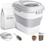 ANVS Dog Food Storage Container - Up to 30Lbs Collapsible Dog Food Container with Airtight Lids, Scoop and 2.5L Small Pet Food Storage Container Dry Food For Dog, Cat and Other Pet Food (Grey) - Image 2