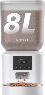 Automatic Dog Feeder - 8L/34 Cups Large Capacity Automatic Cat Food Dispenser with LCD Screen, Large Food Tray, Battery Operated, Timed Cat Feeder, Up to 50 Portions 6 Meals Per Day, Keeps Fresh - Image 2