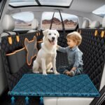 Back Seat Extender for Dogs in Car, Dog Car Backseat Covers Width 24.8" Foldable 3 Boards, Hard Bottom Waterproof Dog Bed Hammock, Pet Protector with Mesh Window for Car, SUV, Small Truck - Image 2