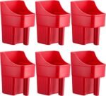 Baderke 6 Pcs Feed Scoop Plastic Enclosed Feed Scoop with Measure Marks Heavy Duty Durable Stackable Feed Scoop for Horse Goat Ranchers Livestock Homesteaders Feeding Supplies (Red) - Image 2
