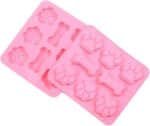 BargainRollBack Home Small Public Silicone Mold Pet Paw Print with Bone Treat Dog Candy Chocolate Soap (Ships from USA), RED - Image 2