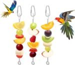 Bird Cage Food Holder Fruit Hanger 3Pcs, Parrot Fruit Vegetable Skewer Fruit Hanger Bird Cage Feeder Foraging Toy for Parakeet Budgie Macaw - Image 2