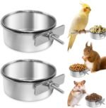 Bird Feeding Dish Cups, Bird Feeder for Cage, Parrot Food Bowl Cage with Clamp Holder, Rabbit Water Bowl, Birdcage Coop Water Feeder for Cockatiel Parakeet Macaw Finches Lovebirds, 2 Pcs - Image 2