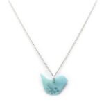 Bird Tagua Pendant in Light Blue Handmade Fairtrade, Lightweight by Florama Natural Jewelry - Image 2