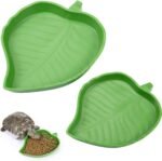 Boao 2 Pieces Leaf Reptile Food Water Bowl Plate Dish for Tortoise Corn Snake Crawl Pet Drinking and Eating, 2 Sizes - Image 2