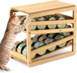 Cat Food Cans Storage Organizer for Pantry, Bamboo cat food organizer, wet cat food can rack cat can organizer for 3oz or 5.5oz Ounce Cans - Image 2