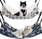 Cat Hammock for Cage Hanging Reversible 2Pack,Pet Hammock Bed Adjustable,Soft Sleeping Hammock for Cats,Ferret,Puppy,Rabbits,Small Animals (M, CAT) - Image 2