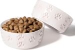 Ceramic Dog Bowl Set with Anti-Slip Rings - 5" Round x 2" Tall Set of 2 Ceramic Dog Bowls for Small Dogs - Small Dog Bowls - Dog Food and Water Bowl - White Dog Food Bowls - Dog Bowls Small Size Dog - Image 2