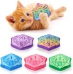 CiyvoLyeen D20 Dice Catnip Toy, DND Interactive Cat Toy for Role Playing Tabletop Game Soft Plush Catmint Kitten Teething Chew Pet Supplies Cat Lover Witchy Wizard Gift Ideas Set of 5 - Image 2