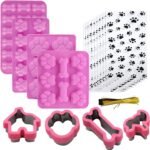 Dog Baking Supplies, Dog Treat Silicone Molds,Stainless Steel Puppy Paw Bone House Cookie Cutters, with 100 Pieces Dog treat bags for Homemade Chocolate, Candy, Jelly, Ice Cube, Doggie Treats - Image 2