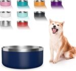 Dog Bowl, Stainless Steel Dog Food and Water Bowl with Non Slip Quiet Bottom, Easy to Clean, Dishwasher Safe, 40oz, Blue - Image 2