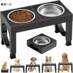 Elevated Dog Bowls Large Breed XiaZ Raised Dog Bowl Stands Large Medium Sized Dog 2 Large Elevated Dog Food Water Bowl Stand Set Black Raised Pet Feeder Adjustable Dog Dish Station 9/11/12/14in - Image 2