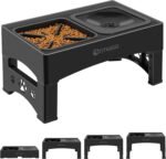 Elevated Slow Feeder Dog Bowls, Adjustable Raised Dog Bowl with No Spill Dog Water Bowl, Non-Slip Dog Food Bowl Stand for Large Medium Small Dogs, 4 Heights 3.7", 8.5", 10.1", 11.7" Black - Image 2