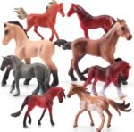 Foal Horse Toys Figurines Set 8PCS Plastic Horse Stable Playset for Girls Small Horse Figures Christmas Birthday Gift Educational Toy for Toddlers Preschool Kids - Image 2