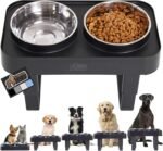 Gorilla Grip Elevated Dog Bowls, 5 Height Adjustable Raised Food and Water Stand for Dogs and Cats, Sturdy Feeding Station with No Spill Stainless Steel Bowl Set for Small, Medium, Large Pets, Black - Image 2