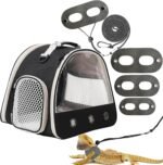 Guinea Pig Carrier,Guinea Pig Carrier for 2,Reptile Travel Carrier for Lizards Sugar Glider Hedgehog Rat Parrot Birds (Black, Carrier+Harness Leash) - Image 2