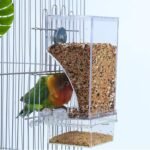 Hamiledyi No Mess Bird Cage Feeder Automatic Parrot Seed Feeders with Perch Acrylic Transparent Seed Food Container Cage Accessories for Small and Medium Parakeets Lovebirds - Image 2