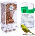 Hamiledyi No Mess Bird Feeders Automatic Parrot Feeder Drinker Acrylic Seed Food Container Parakeet Water Dispenser Cage Accessories for Lovebirds Budgies Canary Finch - Image 2